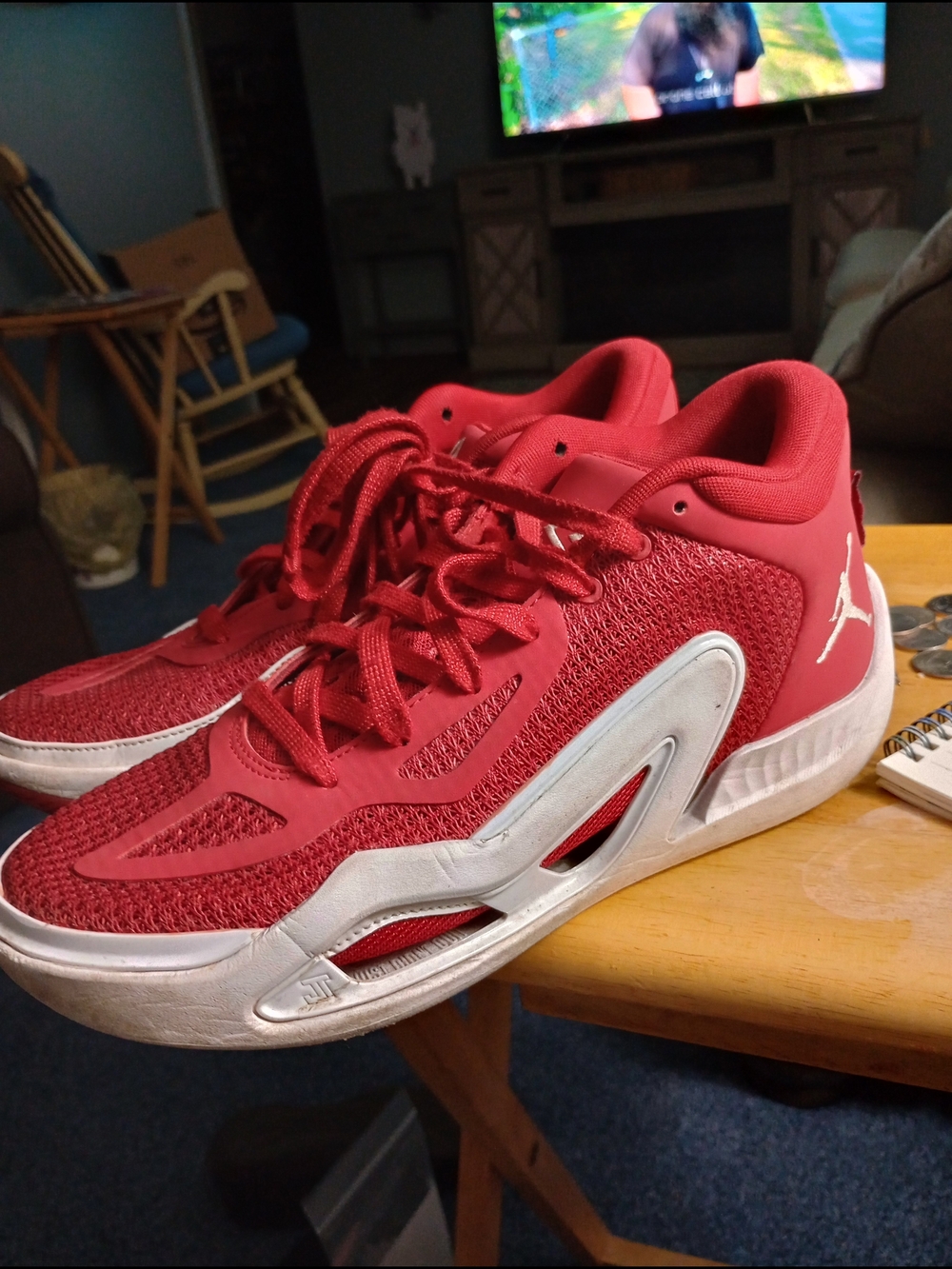 Jordan Men’s Red and White Low-Top Sneakers